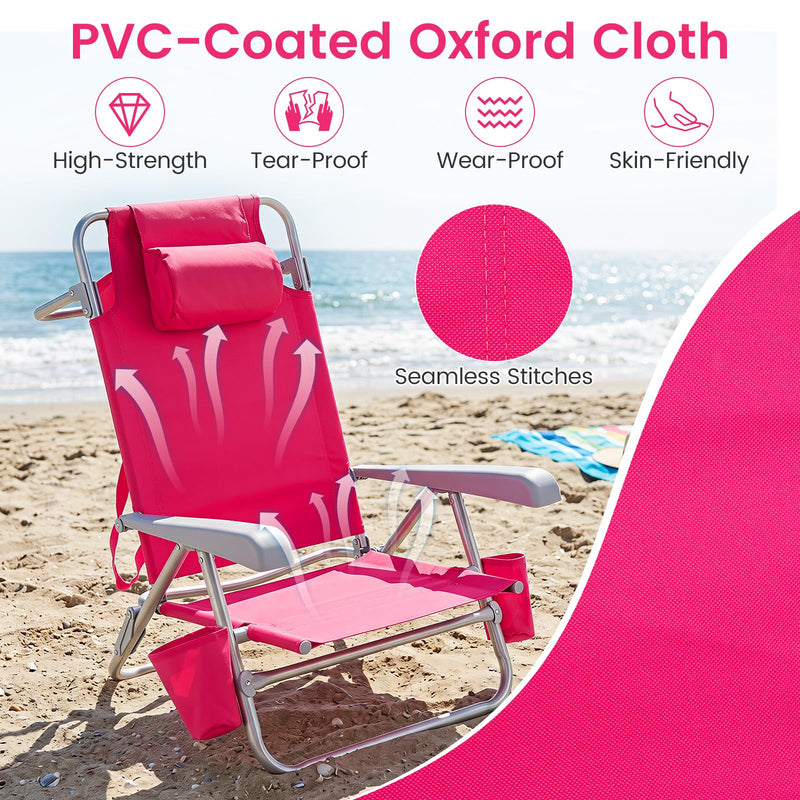 Load image into Gallery viewer, Goplus 2 Pack Beach Chair for Adults | Lightweight Folding Beach Chair with 7-Position Backrest