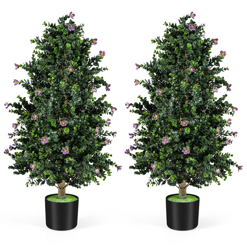 Load image into Gallery viewer, Goplus 2 Pack 36" Artificial Topiary Cone Tree w/49 Flowers