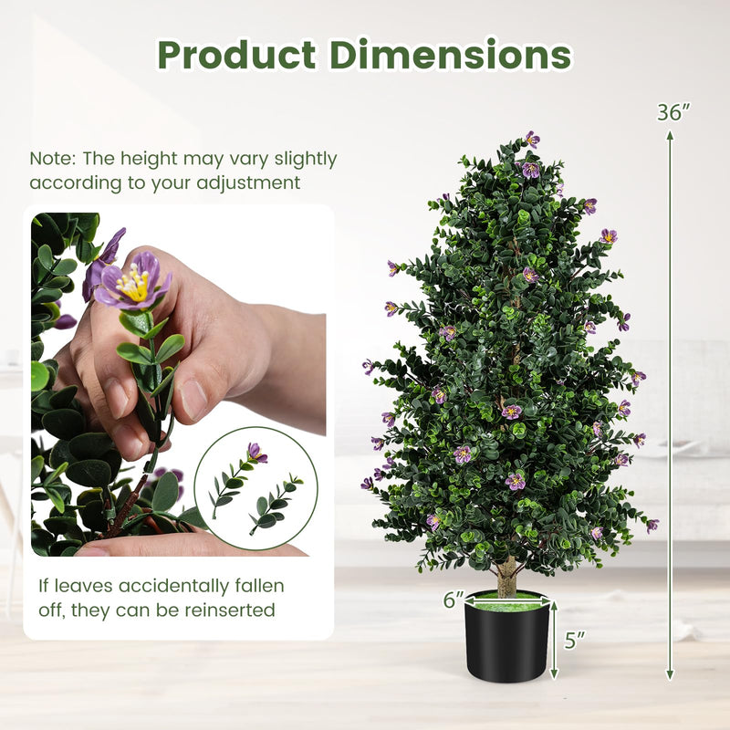 Load image into Gallery viewer, Goplus 2 Pack 36" Artificial Topiary Cone Tree w/49 Flowers