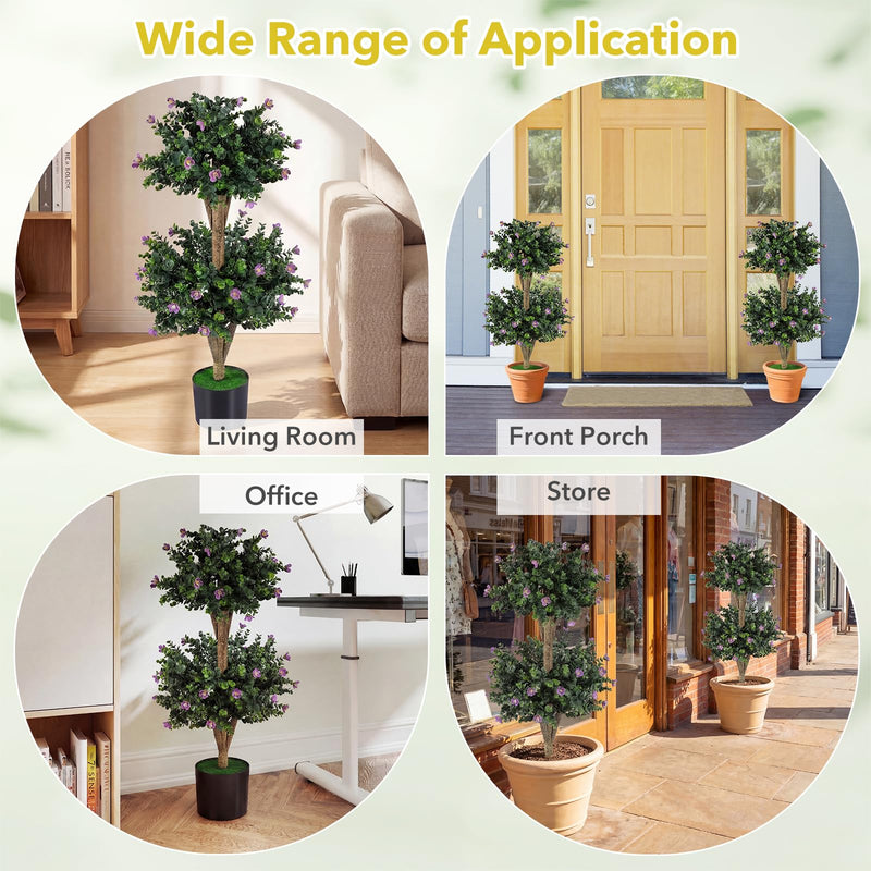 Load image into Gallery viewer, Goplus 3 FT Artificial Double Ball Boxwood Topiary Trees Set of 2 for Porch Home Decoration