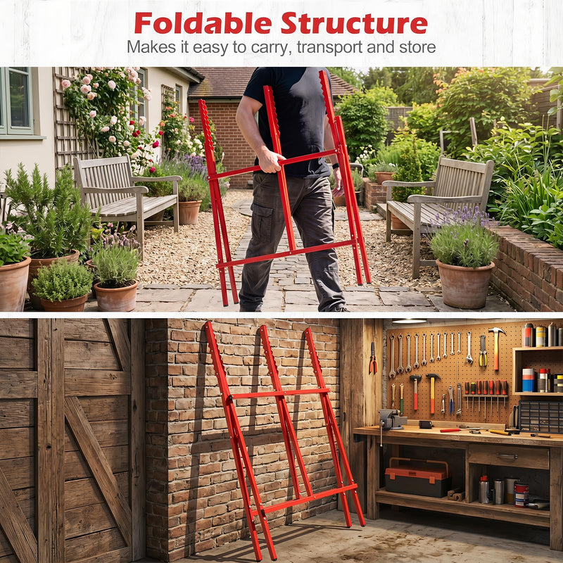 Load image into Gallery viewer, Goplus Adjustable Metal Sawbuck with Anti-Slip Sawteeth and Non-Slip Foot Pads