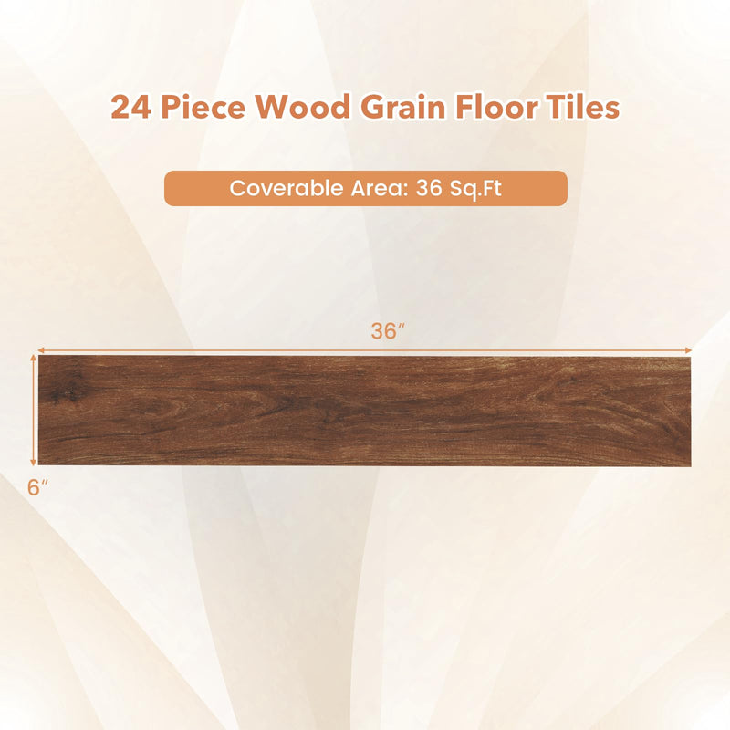 Load image into Gallery viewer, Goplus 24-Pack 36 Sq.Ft Wood Grain Floor Tiles Waterproof Vinyl Plank Flooring