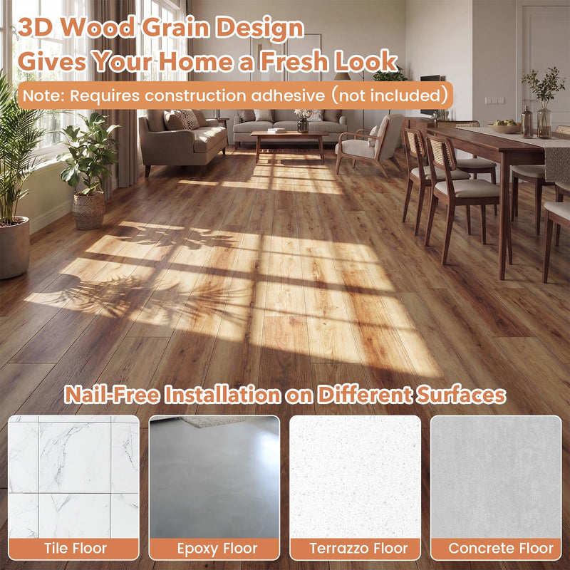 Load image into Gallery viewer, Goplus 24-Pack 36 Sq.Ft Wood Grain Floor Tiles Waterproof Vinyl Plank Flooring