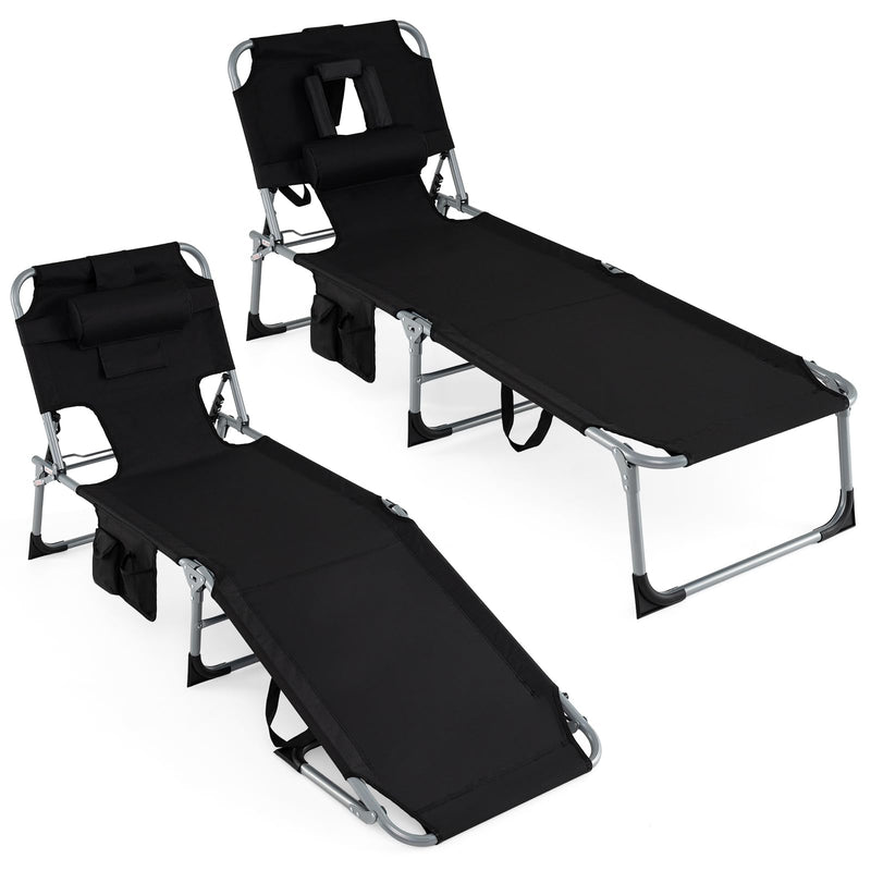 Load image into Gallery viewer, Folding Beach Lounge Chair w/ 4-Position Adjustable Backrest