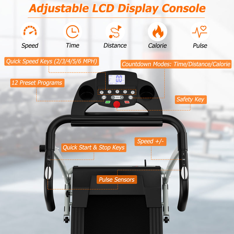 Load image into Gallery viewer, Folding Treadmill, Electric Running Machine with LED Display and Mobile Phone Holder