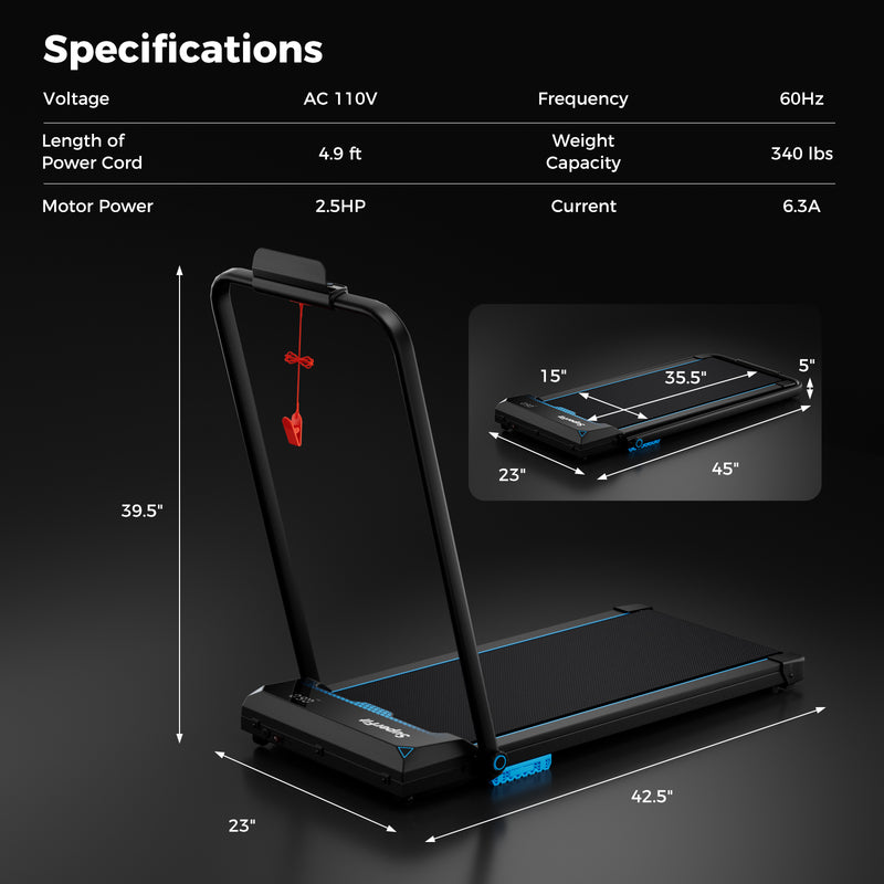 Load image into Gallery viewer, Goplus 3 in 1 Folding Treadmill, 2.5HP 340 LBS Capacity Walking Pad with Handle Bar