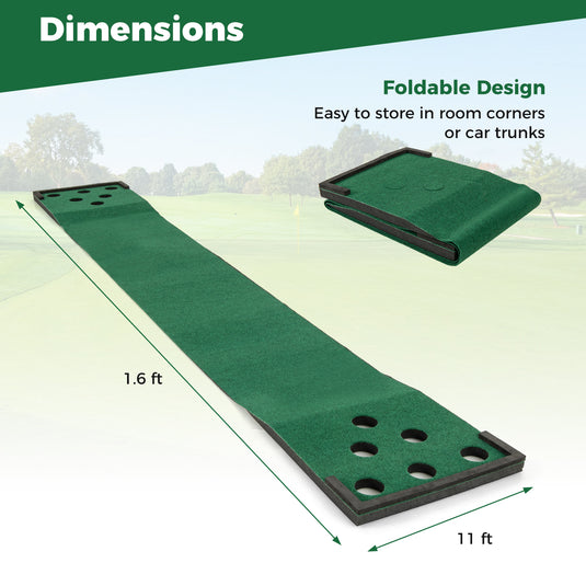 Goplus Portable Golf Putting Mat with 2 Adjustable Putters