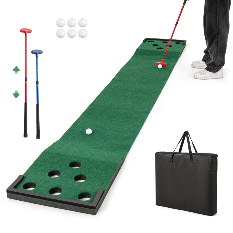 Load image into Gallery viewer, Goplus Portable Golf Putting Mat with 2 Adjustable Putters