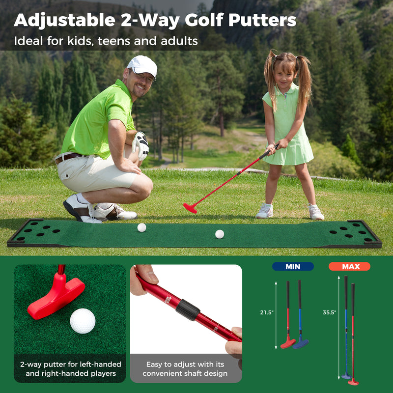 Load image into Gallery viewer, Goplus Portable Golf Putting Mat with 2 Adjustable Putters
