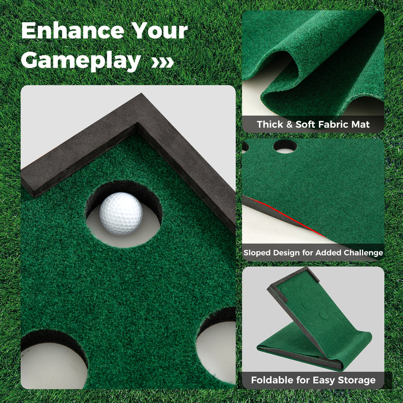Load image into Gallery viewer, Goplus Portable Golf Putting Mat with 2 Adjustable Putters