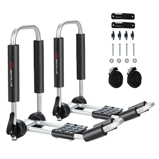 Goplus 2 Pair J-Bar Kayak Roof Rack, Universal Folding Rack Carrier for Canoe, SUP