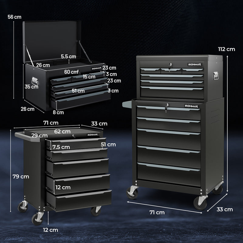 Load image into Gallery viewer, Steel Tool Box, 24” Tool Chest Case with 6 Drawers, Top Storage, Automatic Lock