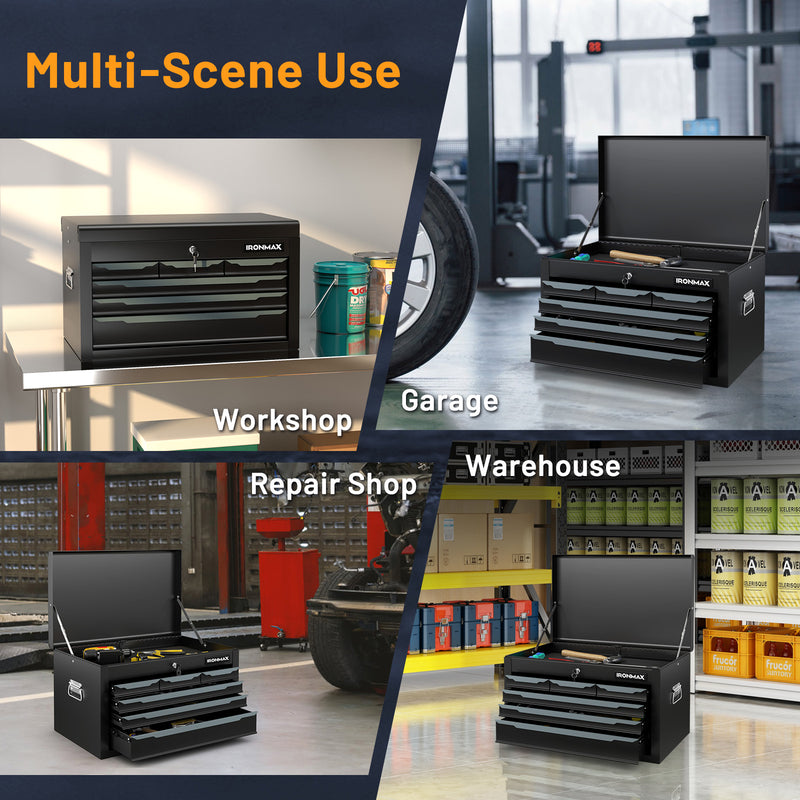 Load image into Gallery viewer, Steel Tool Box, 24” Tool Chest Case with 6 Drawers, Top Storage, Automatic Lock