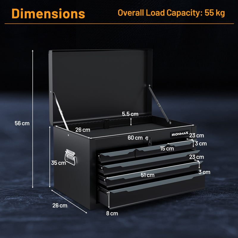 Load image into Gallery viewer, Steel Tool Box, 24” Tool Chest Case with 6 Drawers, Top Storage, Automatic Lock
