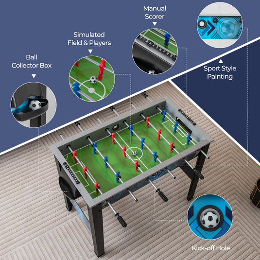 Goplus Foosball Table, Freestanding Soccer Table Game with 2 Footballs