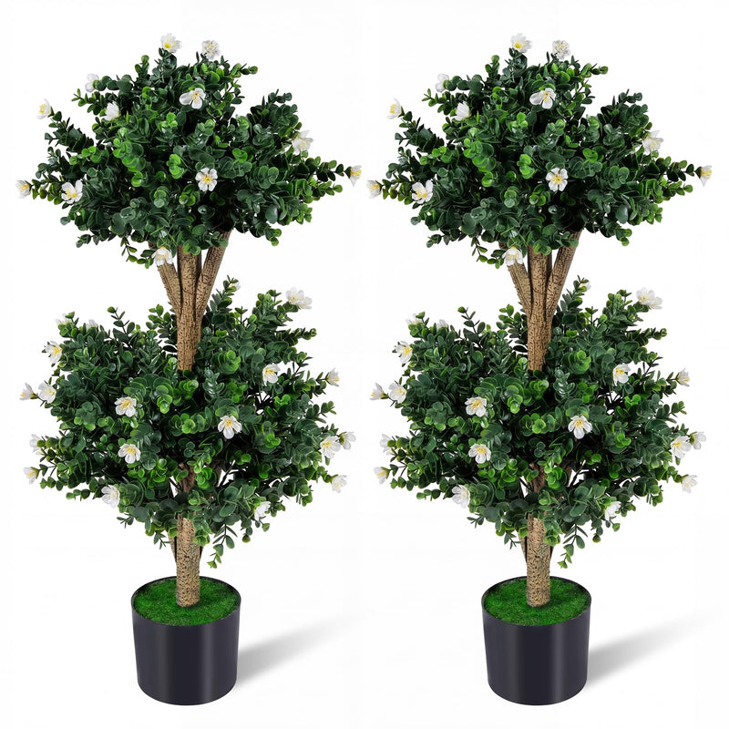 Load image into Gallery viewer, Goplus 3 FT Artificial Double Ball Boxwood Topiary Trees Set of 2 for Porch Home Decoration