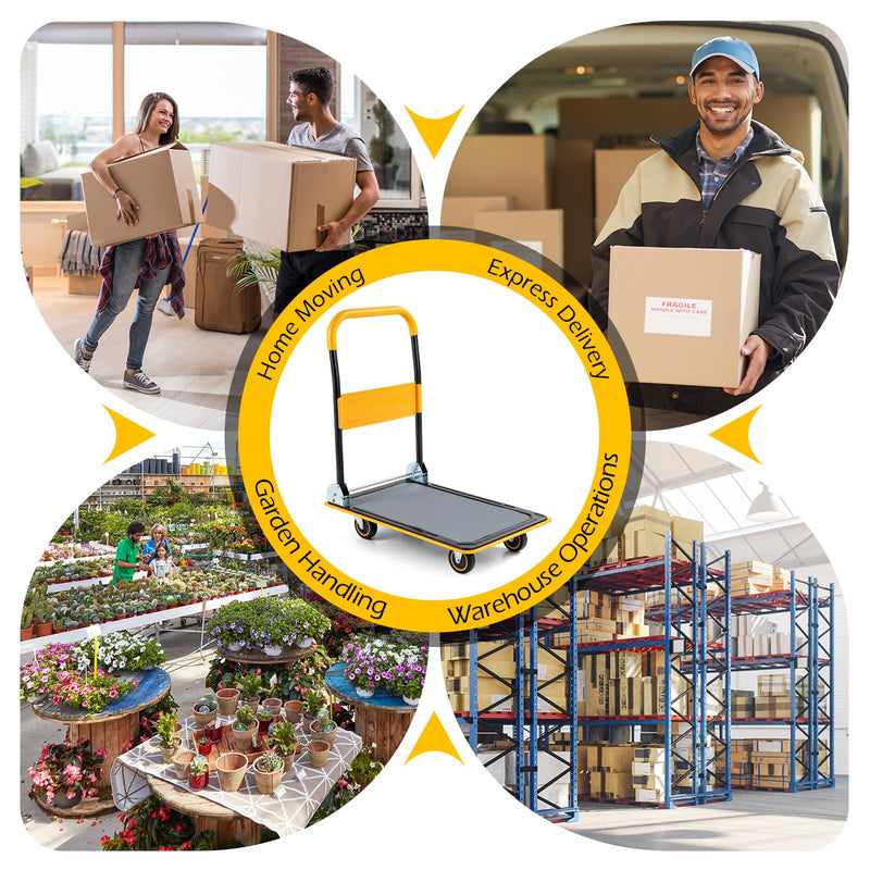 Load image into Gallery viewer, Goplus Folding Platform Cart Rolling Flatbed Cart Hand Platform Truck | 560 lbs Capacity