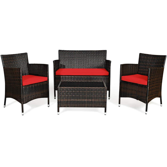 Goplus 4-Piece Rattan Patio Set