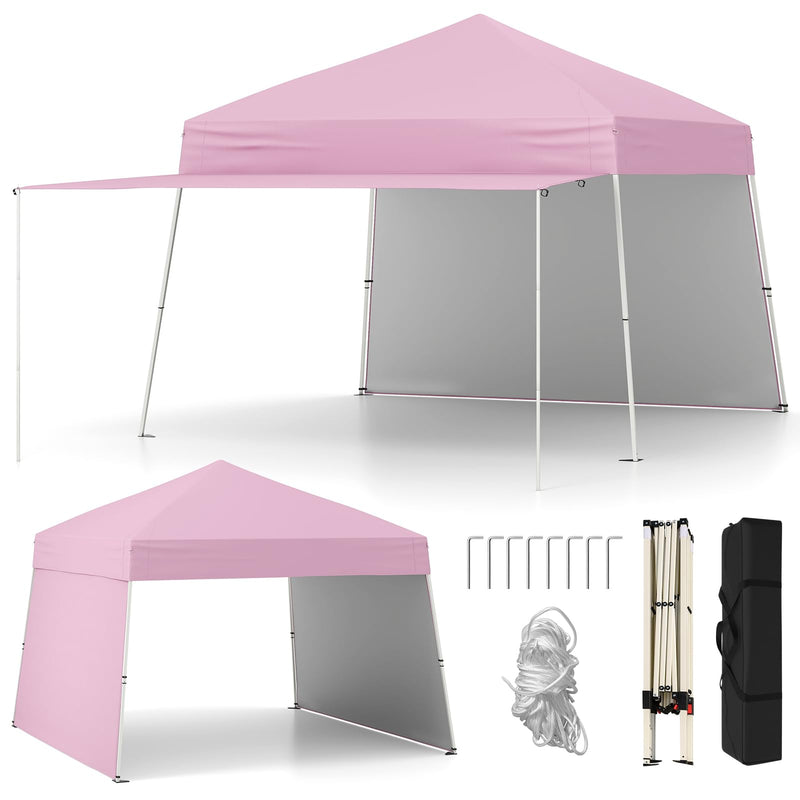 Load image into Gallery viewer, Goplus 9.2x14 FT Pop Up Canopy with 2 Sidewalls Easy Up Outdoor UPF50+ Patio Canopy w/Adjustable Slant Legs