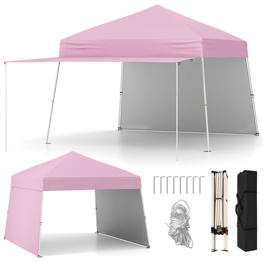 Goplus 9.2x14 FT Pop Up Canopy with 2 Sidewalls Easy Up Outdoor UPF50+ Patio Canopy w/Adjustable Slant Legs