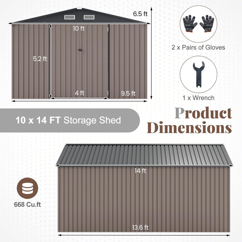 Load image into Gallery viewer, Goplus 10 x 14 FT Outdoor Storage Shed with Improved Windproof Metal Structure
