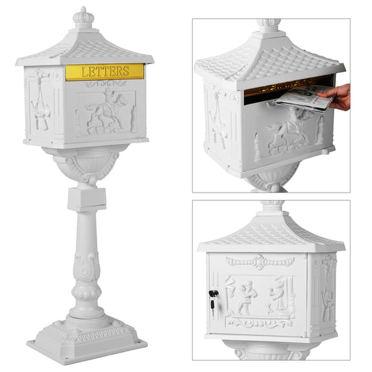 Goplus Cast Aluminum Mailbox with Post