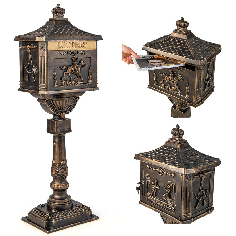 Load image into Gallery viewer, Goplus Cast Aluminum Mailbox with Post