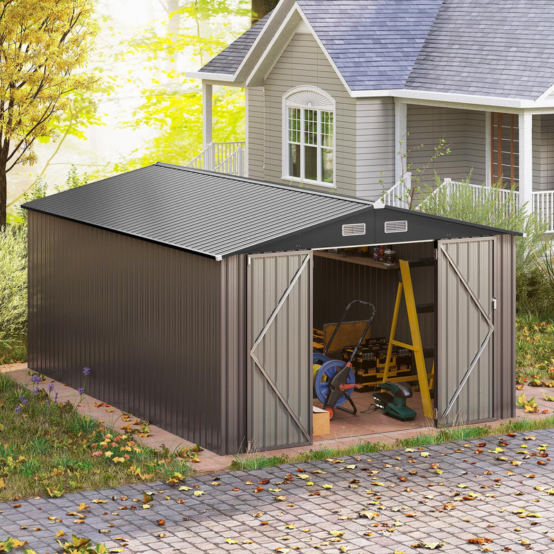 Load image into Gallery viewer, Goplus 10 x 14 FT Outdoor Storage Shed with Improved Windproof Metal Structure