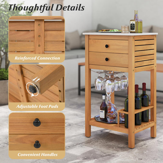 Goplus Outdoor Bar Buffet Sideboard for Backyard Garden Deck Corner