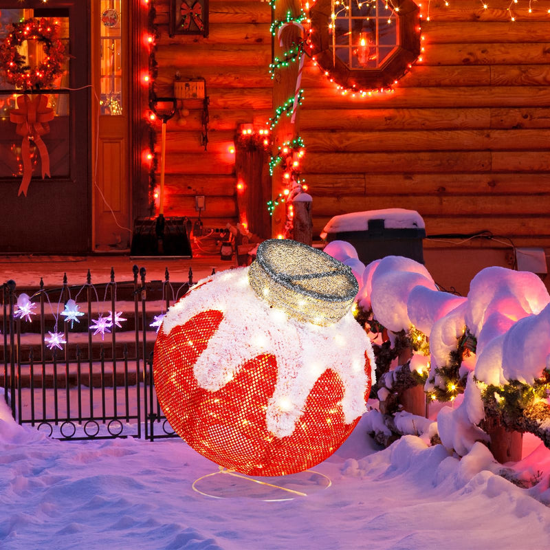Load image into Gallery viewer, Goplus Indoor Outdoor Christmas Decoration, Pop-Up Christmas Ball Ornament with 80 LED Lights and Timer,