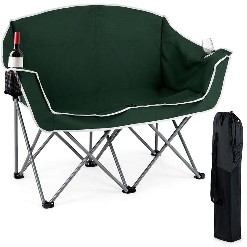 Load image into Gallery viewer, Goplus Folding 2-Person Couch w/2 Cup Holders Dual Back Pockets
