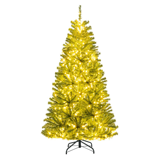 Goplus 6FT | 7FT | 8FT Pre-Lit Remote Control Artificial Christmas Tree with Warm White LED Lights