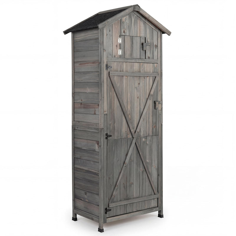 Load image into Gallery viewer, Goplus Outdoor Storage Shed, Wooden Garden Storage Cabinet with Lockable Doors