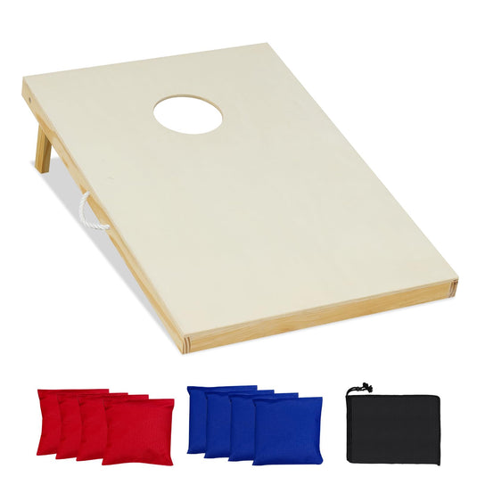 Goplus Solid Wood Corn Hole Game Board Includes 8 Bean Bags