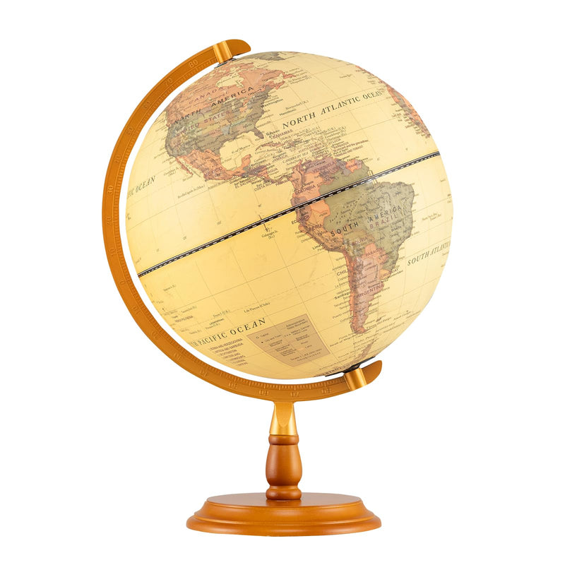 Load image into Gallery viewer, Goplus 12 Inch Antique Light up Rotating Globe Night Lamp with Wooden Stand