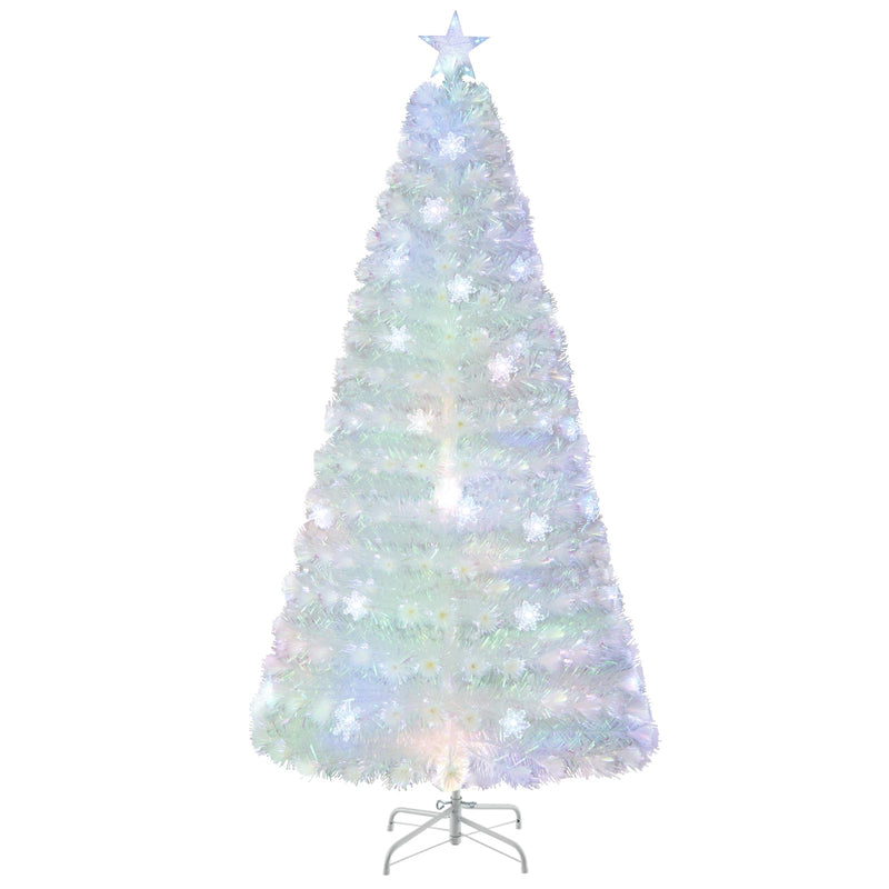 Load image into Gallery viewer, Goplus Pre-lit Fiber Optic Christmas Tree, Artificial White Xmas Tree with 24 Colorful LED Lights