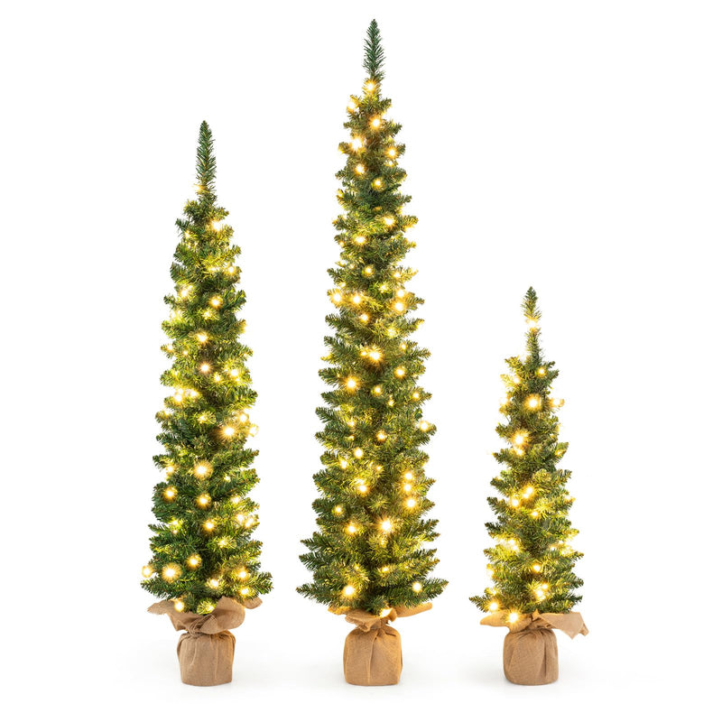 Load image into Gallery viewer, Goplus 3' 4' 5' Pre-Lit Artificial Christmas Tree Set of 3
