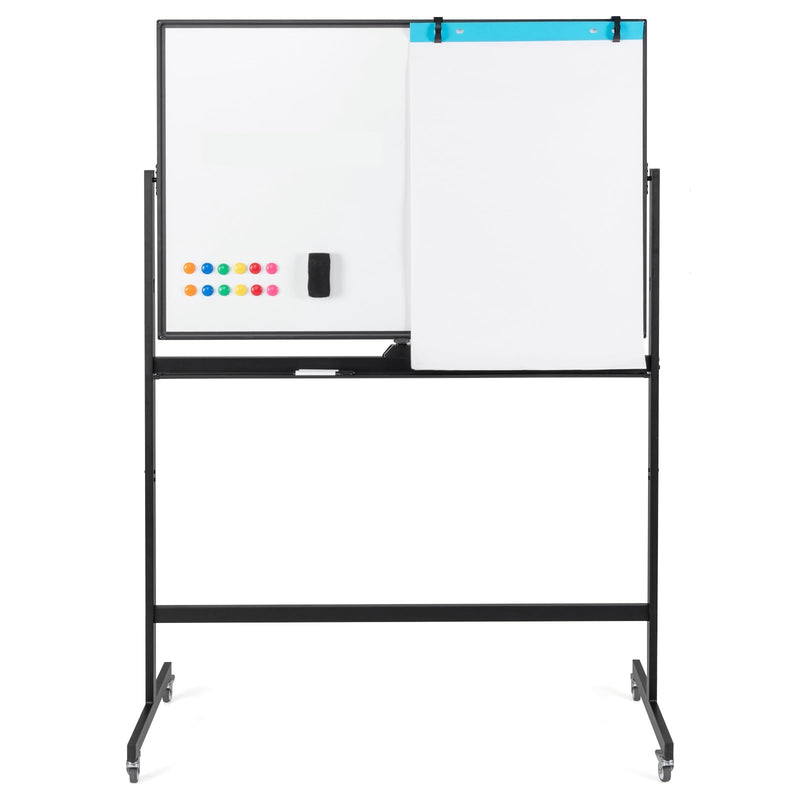 Load image into Gallery viewer, Goplus Rolling White Board, 48" x 32" Double-Sided Whiteboard, Height Adjustable Dry Erase Board w/Markers