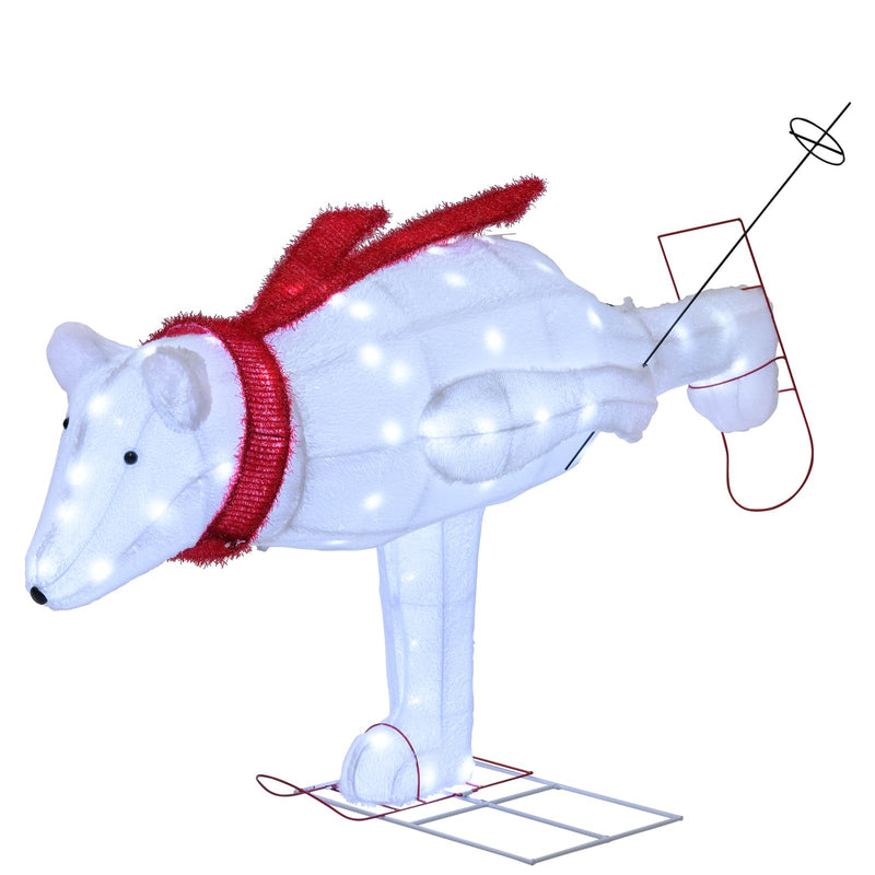 Load image into Gallery viewer, Goplus 4.5 FT Lighted Skiing Polar Bear, Light up Christmas Decoration with Red Scarf