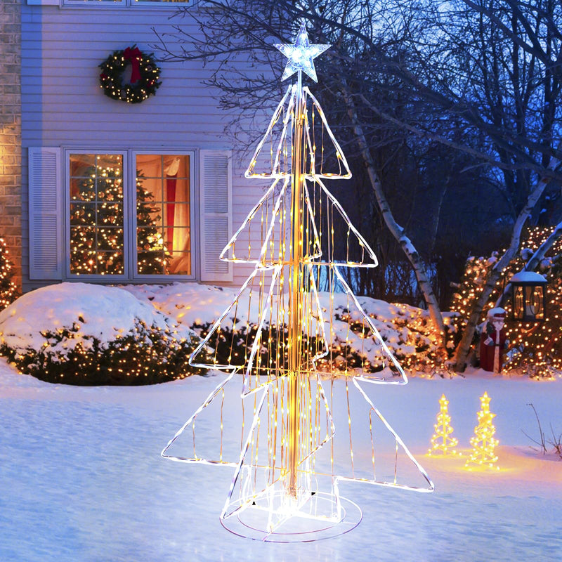 Load image into Gallery viewer, Goplus 5 FT LED Lighted Cone Tree, Indoor & Outdoor Xmas Decoration with Star Topper & Round Base