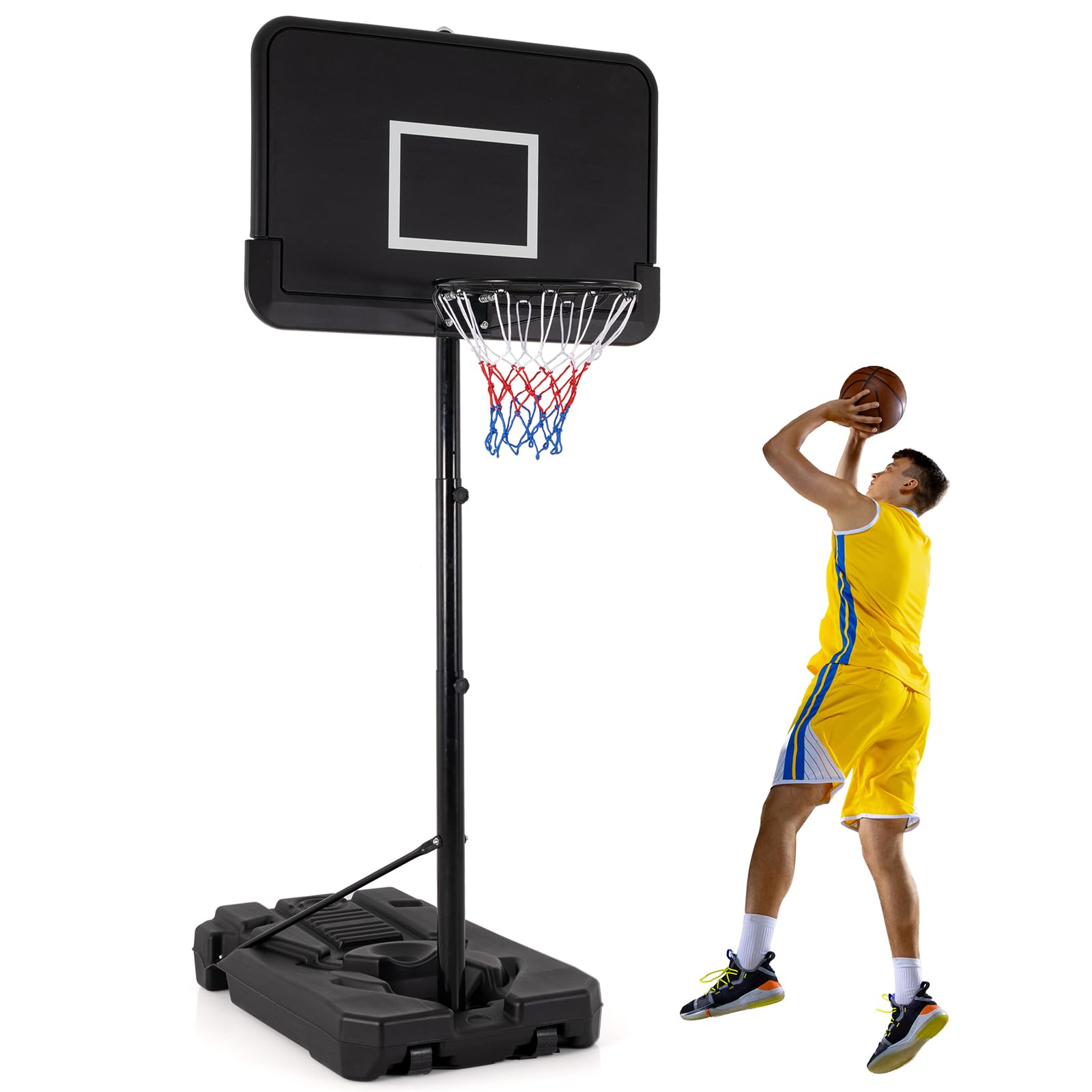 GoPlus Portable Basketball Hoop – 6.5FT To 8.5FT Adjustable Height, Shatterproof Backboard, Wheels