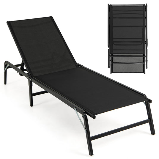 Goplus Patio Chaise Lounge Chairs with 5-position Adjustable Backrest