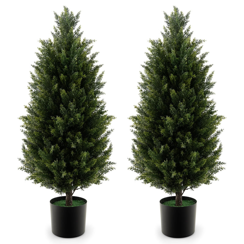 Load image into Gallery viewer, Goplus 3FT Artificial Topiary Cedar Tree, Faux Potted Plants Artificial Cypress Tree with Cement Plastic Pot