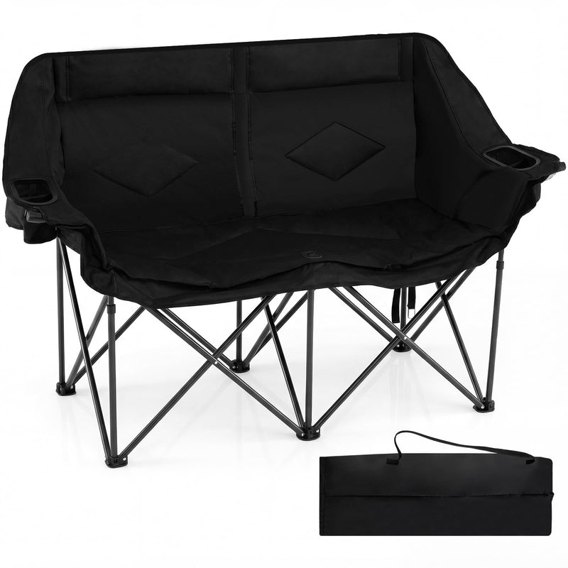 Load image into Gallery viewer, Goplus Double Camping Chair with Cup Holders Glass Racks and Mesh Pockets