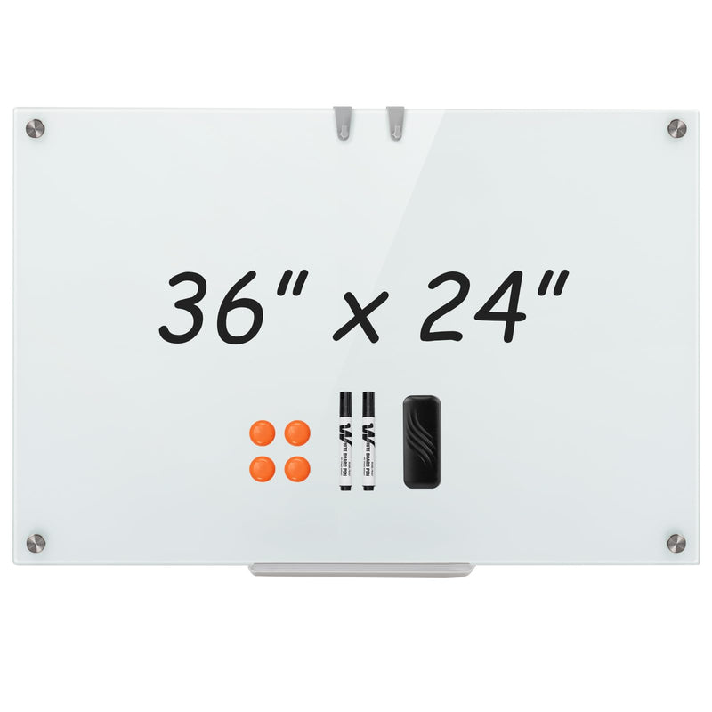 Load image into Gallery viewer, Goplus 36" x 24" Magnetic Glass Whiteboard Dry Erase Board with Eraser