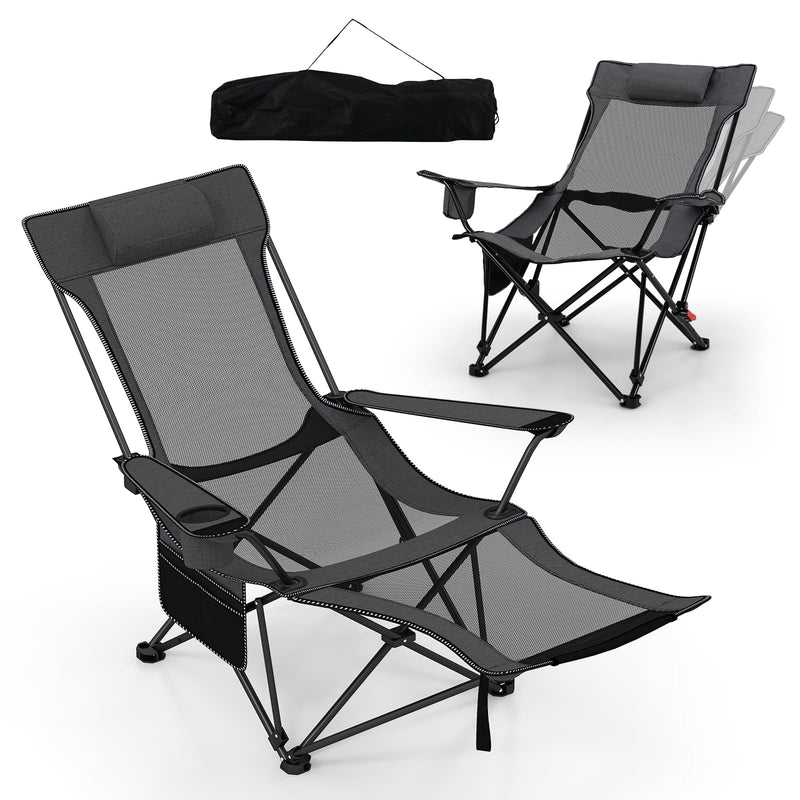 Load image into Gallery viewer, Goplus Folding Beach Chair w/4-position Backrest & Carrying Bag 330LBS Capacity