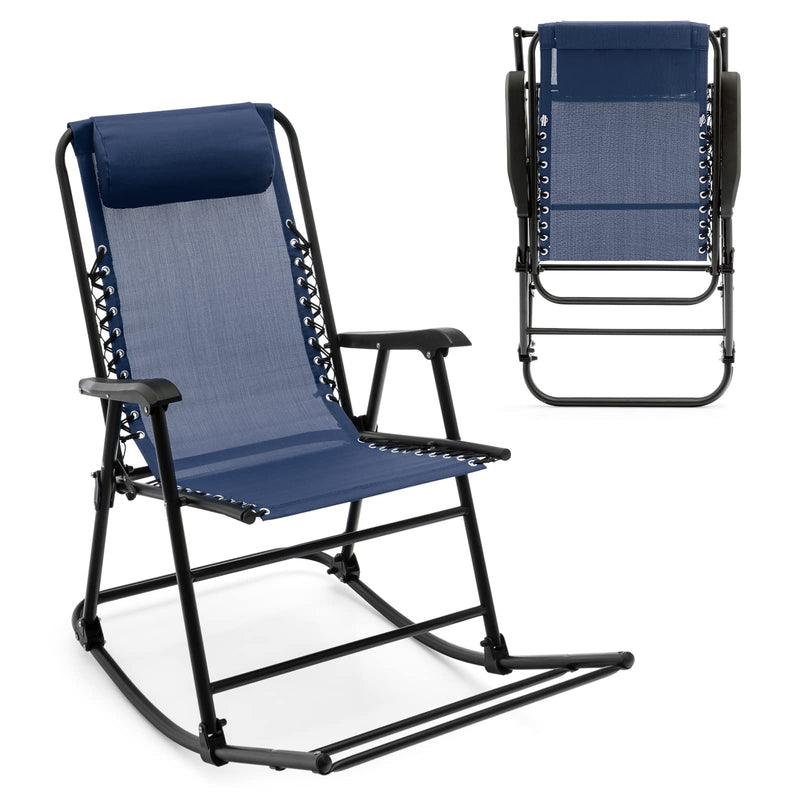 Load image into Gallery viewer, Goplus Folding Rocking Chair, Zero Gravity Rocking Camping Chair with Pillow(Set of 2)