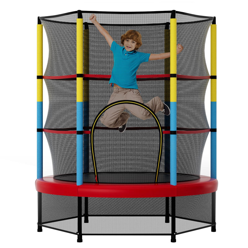 Load image into Gallery viewer, Goplus 55” Trampoline for Kids, ASTM Approved Toddler Trampoline with Safety Enclosure Net