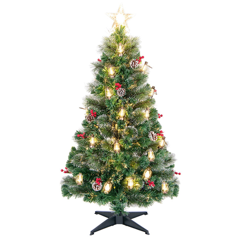 Load image into Gallery viewer, Goplus Pre-Lit Fiber Optic Christmas Tree, Artificial Snowy Xmas Tree with Warm White LED Lights