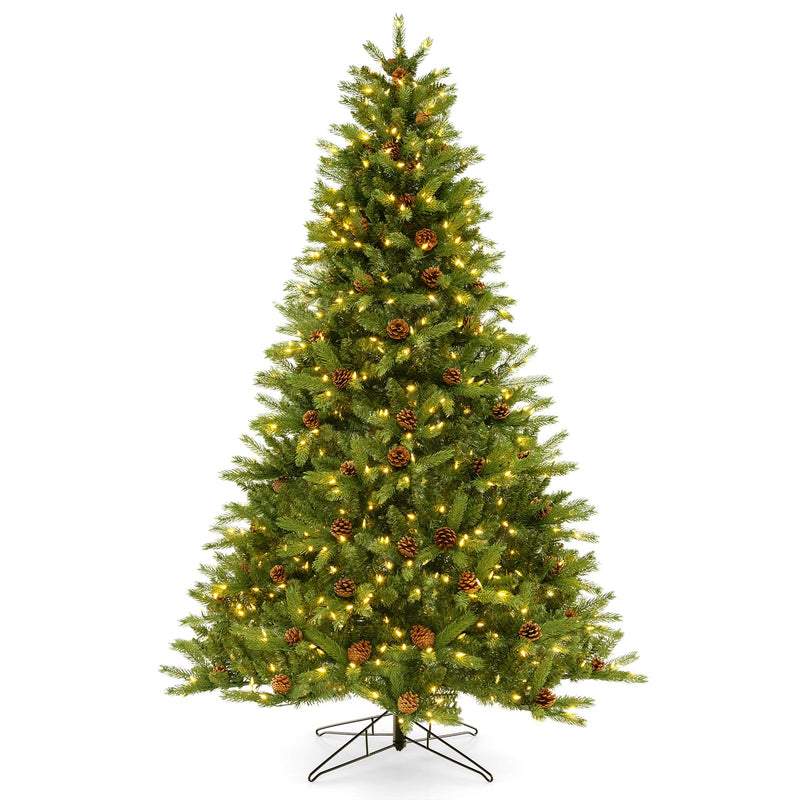 Load image into Gallery viewer, Goplus 3-Minute-Setup Pre-Lit Artificial Christmas Tree, 7ft Hinged Xmas Tree with 360 Quick Power Connector